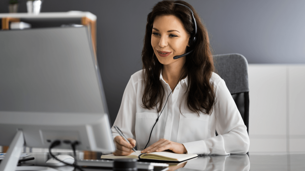 Teacher in headphones